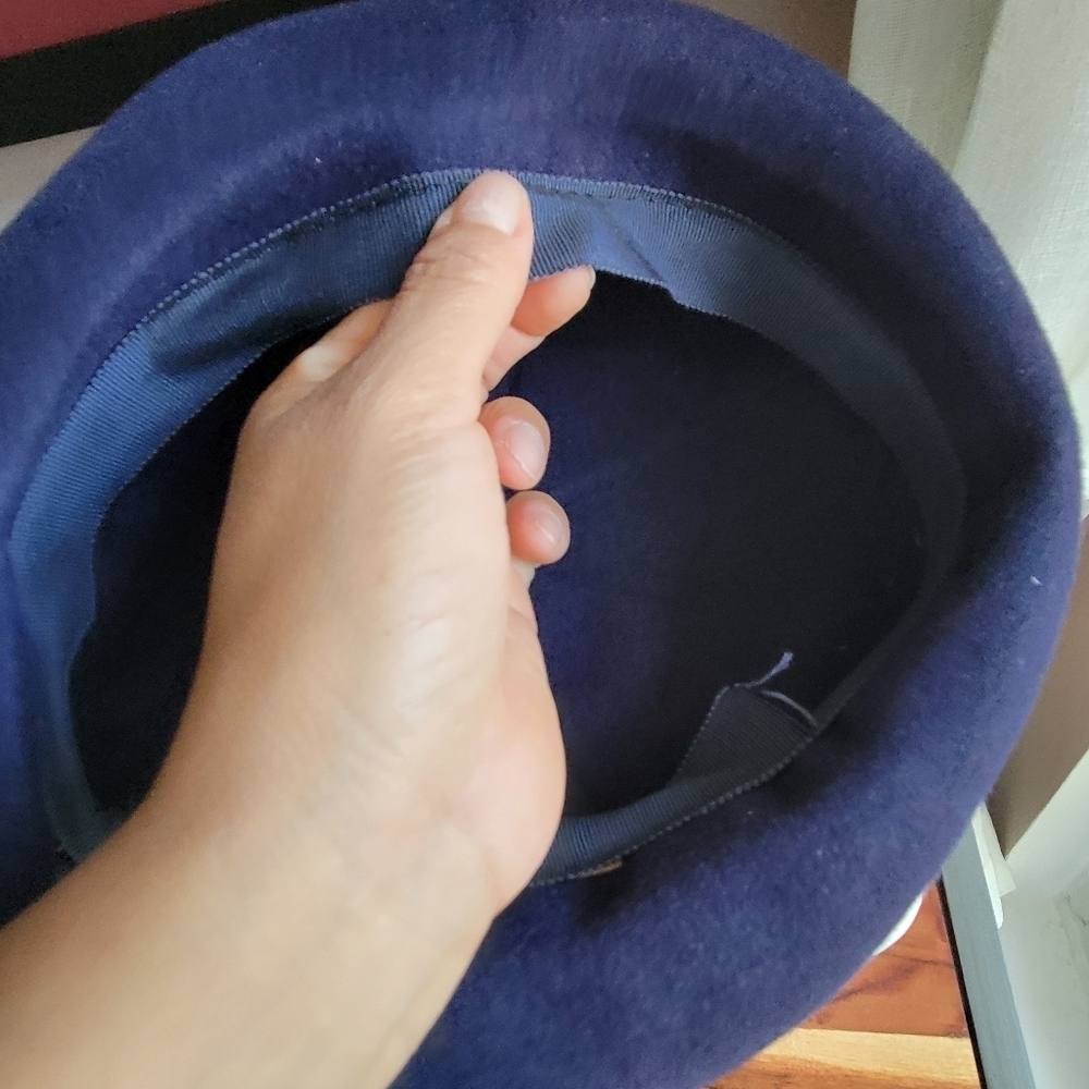 Vintage Henry Pollak Glenover Women's Hat Navy Blue 100% Wool Retro Style - Picture 5 of 9